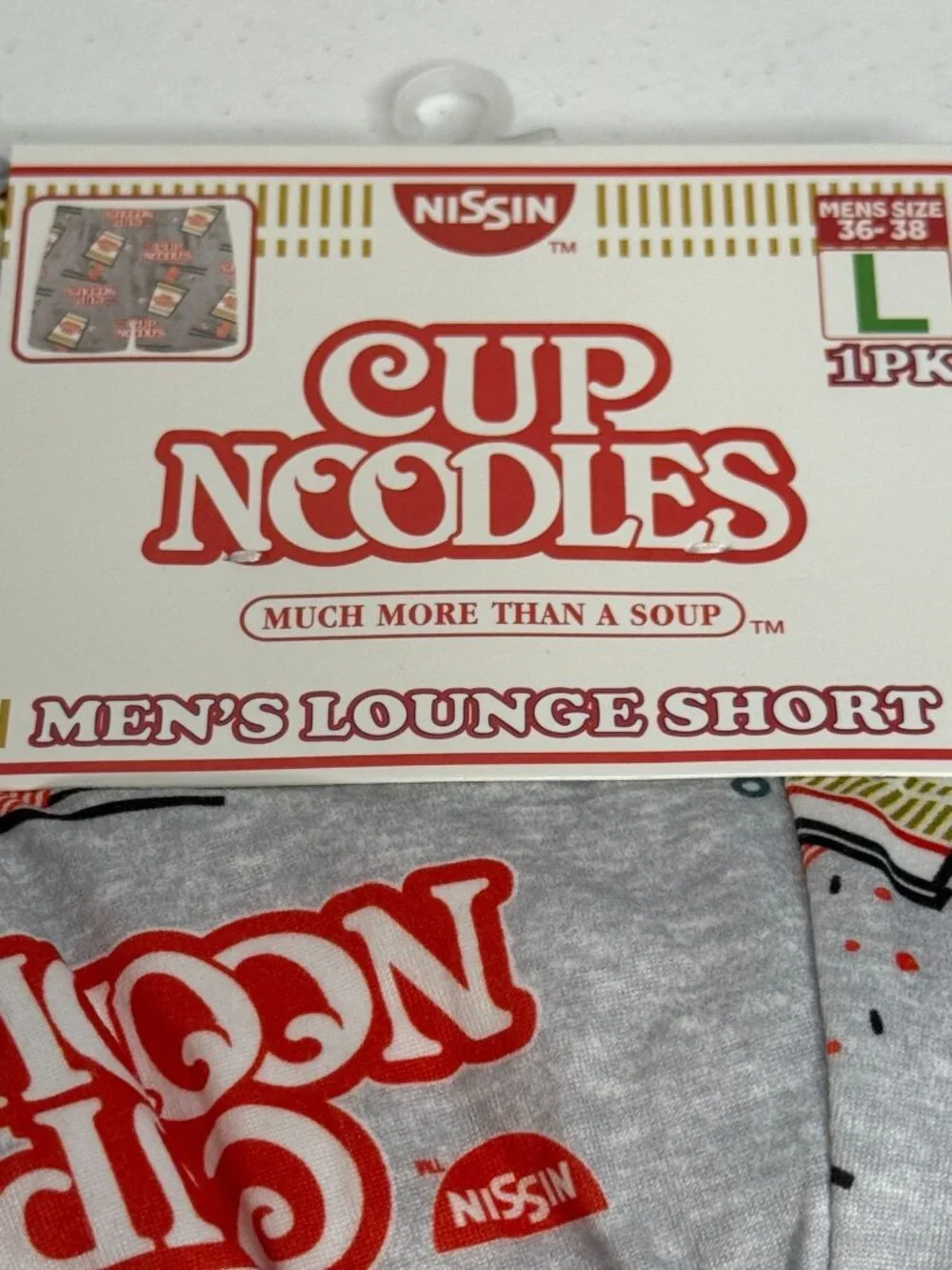 Cup Noodles Lounge Shorts Men Large Gray Ramen Print Pajama Shorts